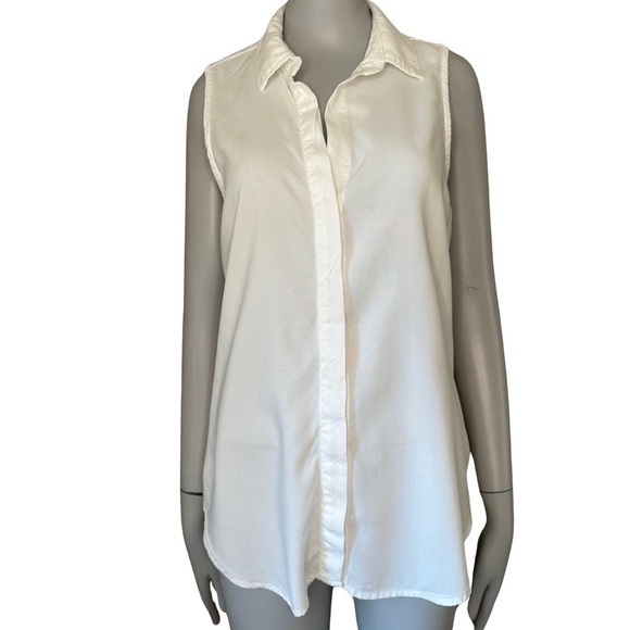 BELLA DAHL Button Front Split Back White Blouse Top Tencel Size XS - Picture 3 of 16